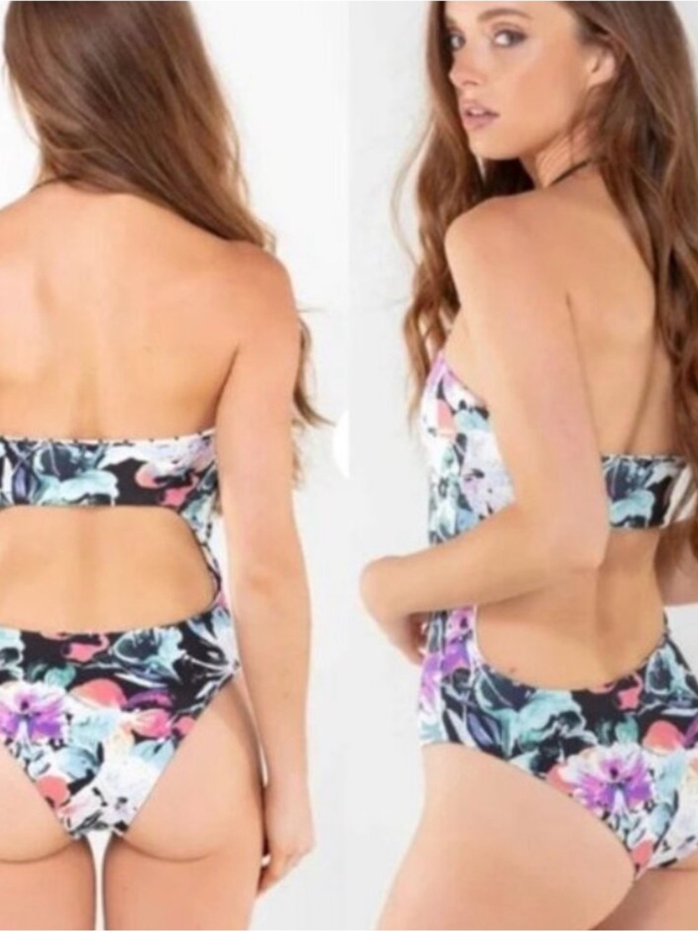 wet swimwear Brie black floral reversible one piece swimsuit